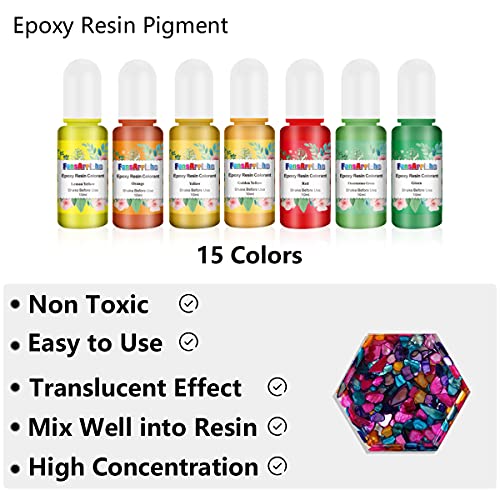 FansArriche 15 Colors Liquid Pigment for Epoxy Resin, Translucent Resin