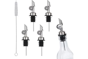 4 PCS Pour Spout for Liquor Bottles, Auto Flip Olive Oil Spout, Stainless Steel Olive Oil Dispenser Spout, Speed Wine Pourers