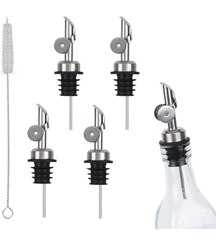 Bec Verseur Lesté Pour Bouteille Huile Et Vinaigre - Acier Inoxydable - Adaptable 0,7-2cm - Lave-vaisselle