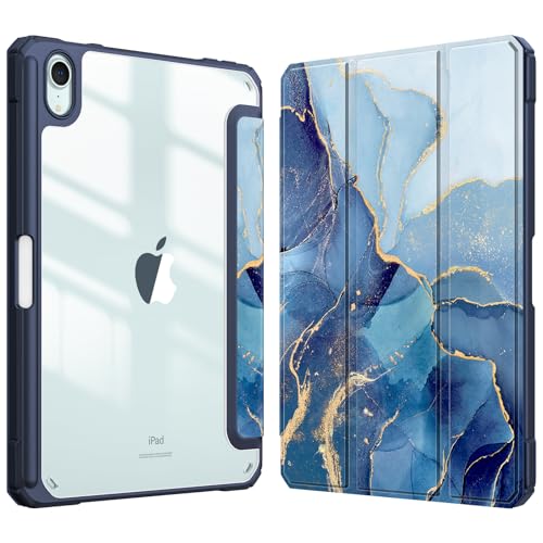 FINTIE Hybrid Case for iPad Mini 7 / Mini 6 8.3 Inch, Ocean Marble