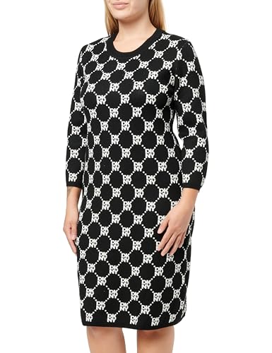 DKNY Long Sleeve Full Fashion Knit Dress Casual Night out, Nero e Avorio, M Donna