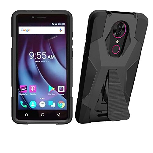 MINITURTLE Case Compatible w/ Cover for TMobile Revvl Plus [Shock Fusion Hybrid Hard Shell & Silicone Layer CoolPad Revvl Plus Case] TMobile Revvl Plus Case w/ Locking Stand Feature White Dragon - Thumbnail 2