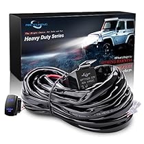 MICTUNING HD 300w LED Light Bar Wiring Harness Fuse 40 Amp Relay ON-OFF Rocker Switch Blue(2Lead 12ft 14AWG)