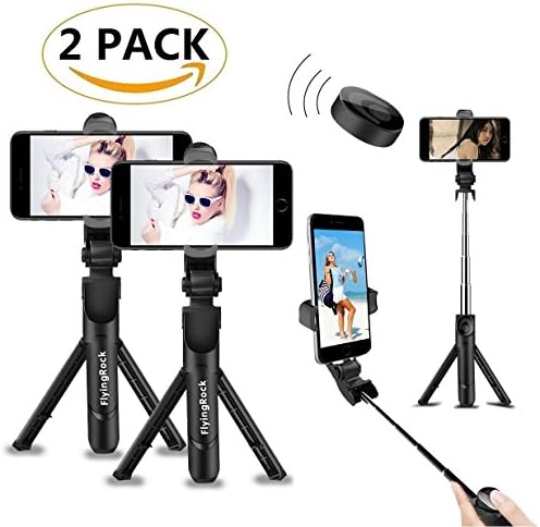 (2 Pack) F.R Selfie Stick Bluetooth, Extendable Selfie Stick with Wireless Remote and Tripod Stand Selfie Stick for iPhone X/iPhone 8/8 Plus/iPhone 7/iPhone 7 Plus/Galaxy S9/S9 Plus/Note 8/S8 /S8 Plus