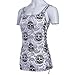 Bocaoying Women's Skull Printed Summer Vest Shirt Casual Sleeveless Tank Top White XL