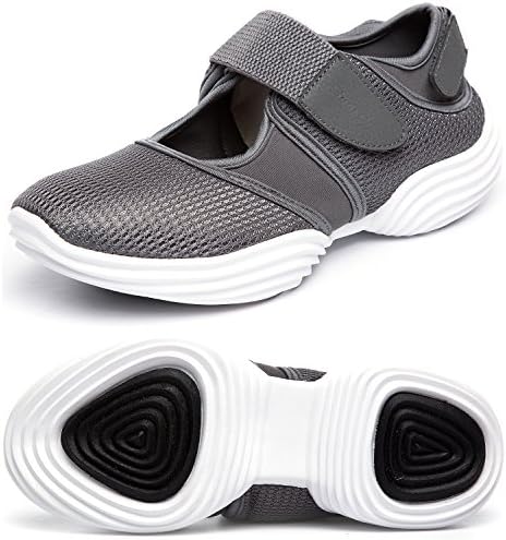 SILISITE Women's Walking Shoes Elastic Adjustable Lightweight Breathable Athletic Outdoor Shoes Size 9 B(M) US Dark Grey