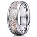 Three Keys Jewelry 6mm 8mm Imitated Meteorite Rose Gold Arrows Inlay White Tungsten Wedding Ring Band