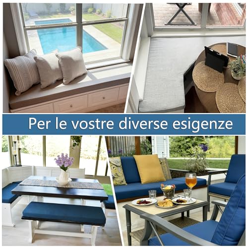 SXROMDA Custom Size Bench Cushion for Indoor/Outdoor Furniture, Garden, Thick Dining Seat Cushions for Kitchen, Wooden Home, 45D Sponge Padding