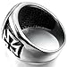 INBLUE Men's Stainless Steel Ring Silver Tone Black Cross Size10
