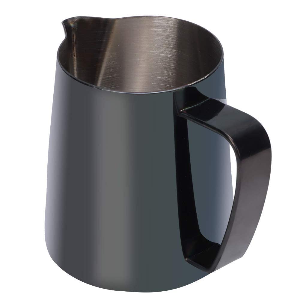 Milk Frothing Pitcher, 12oz Stainless Steel Milk Frothing Jug Espresso Steaming Pitcher Coffee Milk Frother Cup for Espresso Machine, Milk Frother, Latte Art