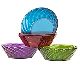 Optix 25-ounce Plastic Cereal/Soup Bowls | set of 8 in 4 Assorted Colors