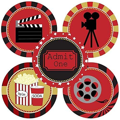 Movie Night Sticker Labels Cinema Theater Party Supplies