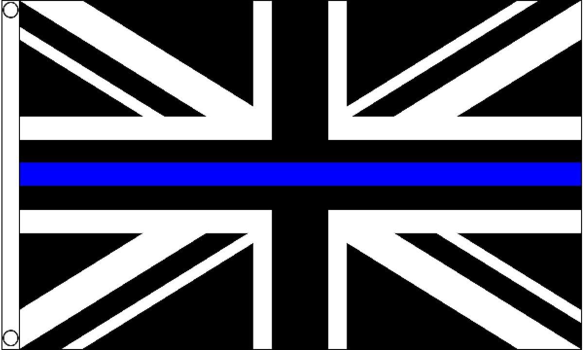 AZ FLAG, United Kingdom Thin Blue Line Flag, 3x5 Ft, 100D Polyester Union Jack Banner with Two Metal Grommets, Fade Resistant
