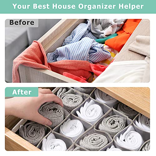 Onlyesh 6 Pcs Organizadores de Cajones para Ropa Interior, Organizador Plegable para Calcetines, Ropa Interior, Ropa, Corbata