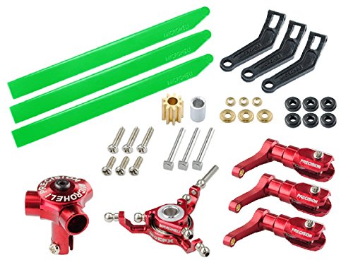 Microheli CNC AL/Plastic Triple Green Blade Conversion set (RED) - BLADE 180 CFX