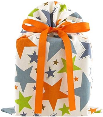 Stars II Reusable Fabric Gift Bag for Birthday, Graduation, or Any Occasion (Standard 10 Inches Wide by 15 Inches High)