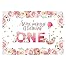 Funnytree 7X5ft Pink Floral Rabbit First Birthday Backdrop Watercolor Flower Baby Girl Bunny Photo Background Golden Glitter Spring Garden Easter Party Photography Decorations Cake Table Banner