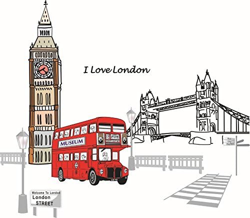 London Bus Big Ben Bridge Wall Stickers DIY Mural Art Decal Self Adhesive Removable PVC Wall Paper Decor for Bedroom Living Room