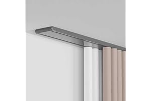BCOFO Double Row Curtain Track Silent Curtain Track Heavy Duty Drop Ceiling Curtain Track for Curtains-Room Divider for Living Room Bedroom Hospital Easy Install(Gray,1.2m(3.9ft))
