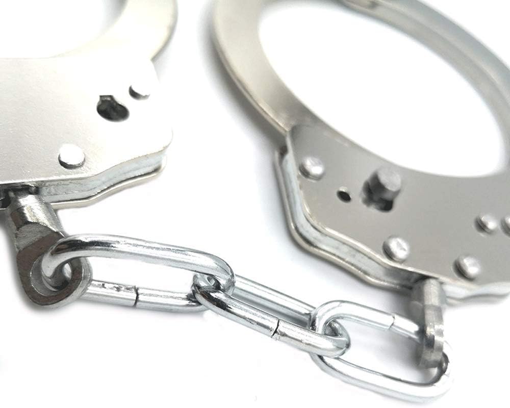 Bdwing Metal Handcuffs with 2 Keys, Kids Play Toy Metal Handcuffs Party Supplies Costume Accessories with Stainless Steel Double Lock for Cop Police Fancy Dress Up Cosplay - Image 4