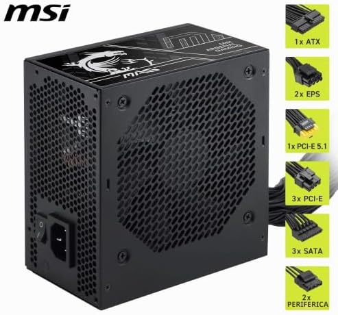 Pro MAG A750BN PCIE5 III Alimentazione PC, 750 W, ATX, 80 Plus Bronzo, ATX 3.1, Compatibile GPU PCIe 5.1, Connettore nativo 12V-2x6 Bicolore, Cavi goffrati