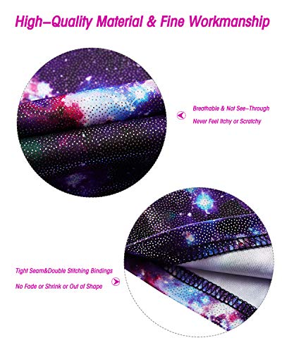 Kids4ever Girls Leotards Gymnastics Galaxy Sparkly Toddler Biketards Unitard with Shorts 5T 6 T