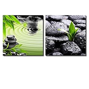 Two Piece Rocks Over Bamboo by a Lake...