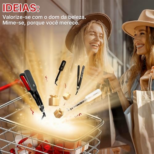 QBuen Chapinha profissional a vapor infravermelho, Ahapinha bivolt, Chapinha ceramica, Aquecimento rápido em 20 segundos, 13 configurações de temperatura