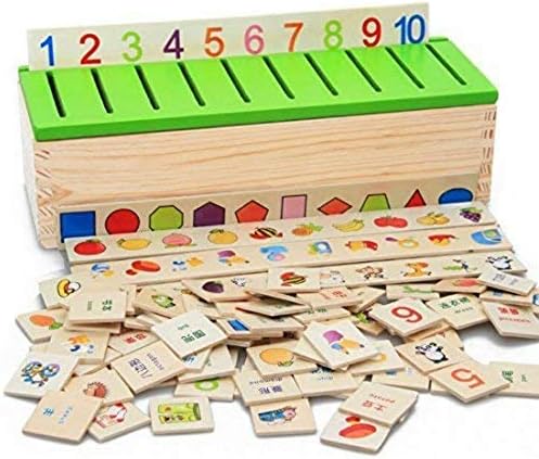 DANNI Montessori Multi-Function Knowledge Classification Box Children's Digital Shape Fruit Animal Pattern Pairing Early Life Knowledge Wooden Educational Toys