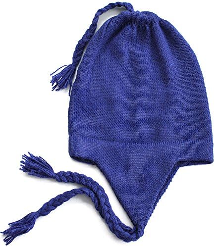 ARGUA The Alpaca Collection, 100% Alpaca Wool Chullo Beanie Hat Periwinkle One Size