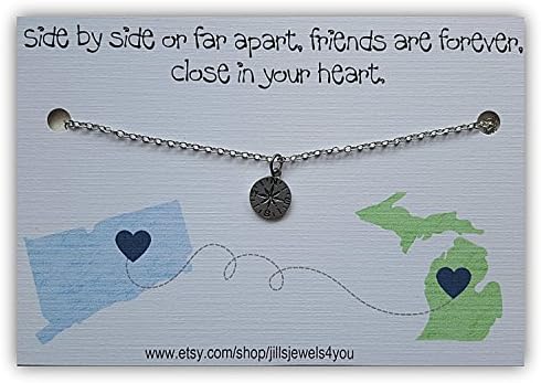 Long Distance Friendship Necklace, Best Friend Necklace, Friendship Necklace Pick your state, Graduation Gift, Going Away State to State
