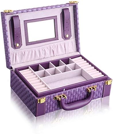 AJZXHE Storage box, jewelry storage box, multi-function portable leather storage box (Color : PURPLE)
