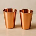 2activelife Set of 2 Copper Tumbler | 350 ml / 11.8 Oz 100% Pure Copper Plain Glasses | Ayurvedic Health Benefits Medicine Cups | Drinking Water Tumblers 2 Pieces | Premium Quality Copper Cup