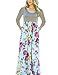 SUNNOE Women's Floral Printed 3/4 Sleeve Scoop Neck High Waist Party Maxi Long Dress Vacation Dress Floor Length
