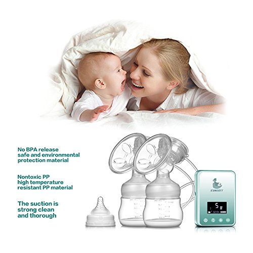 Electric Breast Pump - Breastfeeding Rechargeable Digital LCD Display Dual Silicone Breast Pumps