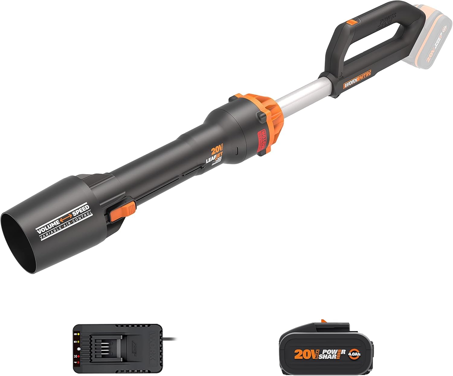 WORX WG543E Soffiatore a batteria brushless da 20 V LeafJet - Batteria e Caricatore Inclusi