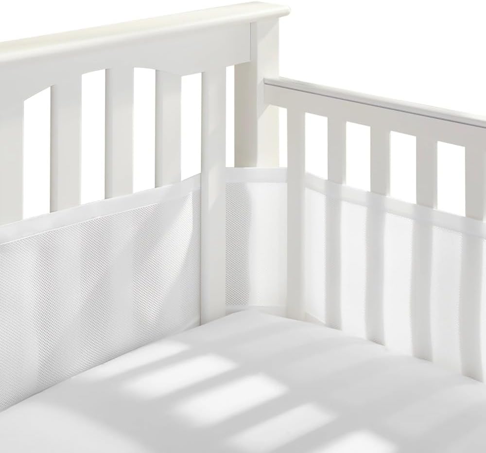 Purflo Breathable Cot Bumper 2pcs White Fits 120x60 140x70 cm
