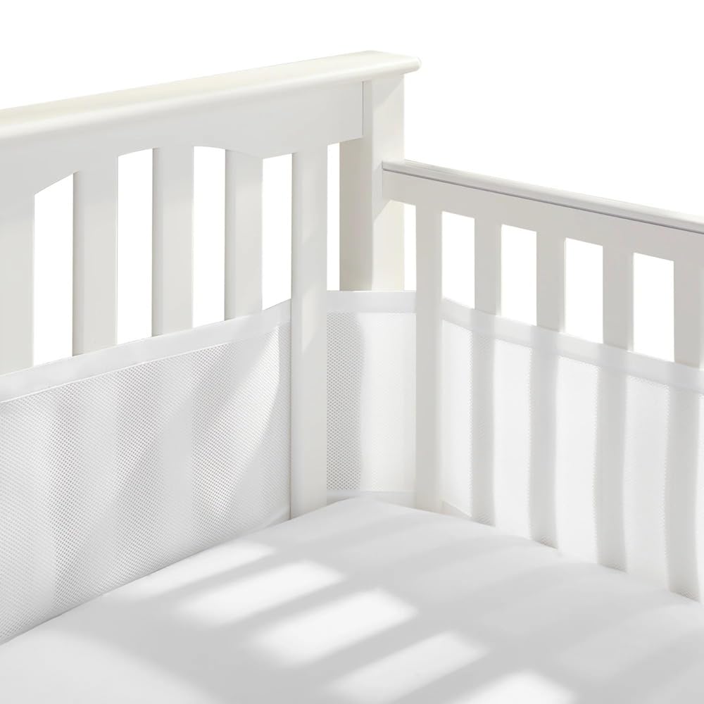 Purflo Breathable Cot Bumper (2pcs) | Safe Alternative to Traditional Baby Cot Bumpers | Machine Washable Mesh & Easy Install Fixings | Fits Cot Bed up to 140x70cm | Baby Essential | Soft White