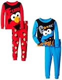 Sesame Street Little Boys' Elmo Cookie Monster 4-Piece Pajama Set