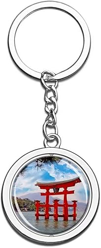 Amazon 日本厳島神社広島キーチェーンユニークな創造性観光お土産ギフトスピンステンレス鋼クリスタルチェーン キーホルダー 通販