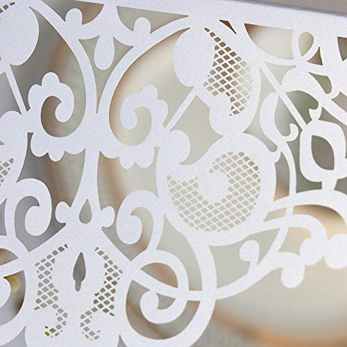 10 Pack Wedding Invitations Cards Kit, Hanhan 3 Folds 5x7'' Laser Cut Flora Lace Invitation Cards Cover Holder Pocket for Wedding Bridal Shower Engagement Birthday Graduation Invitation - Thumbnail 6