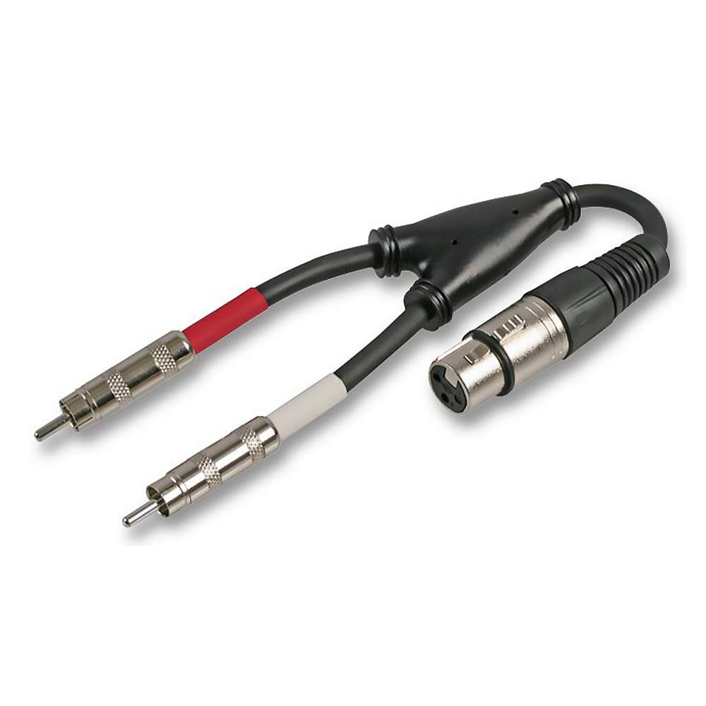 Pulse PLS00208 3 Pin XLR Female to 2x Phono (RCA) Male Lead, 250 mm, Black