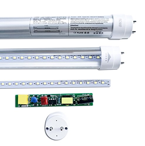 LESON 75W Equivalent T8 4ft G13 LED Tube Light Dual-Ended Powered 22W Cool White 6000K Clear Cover 100-277V Super Brightness 10-Pack - Thumbnail 4
