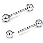 Gnznzko 16G-2G ASTM F136 Titanium Internally Threaded Nipple Tongue Rings Piercing Jewelry Straight Industrial Earring Barbell G23 Titanium Nipple Tongue Bars Piercing Jewelry for Women Men 12MM-40MM