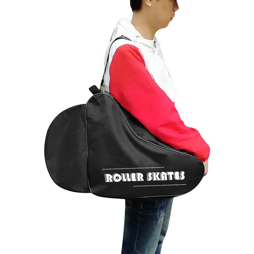 Roller Skate Bag Ice/Inline Skate & Helmet Carry Bag for Children Kids Skates Rollerblade Storage Bag Thickened Waterproof Oxford Large Capacity Roller Skates Storage Bag Shoulder Bag Handbag Black