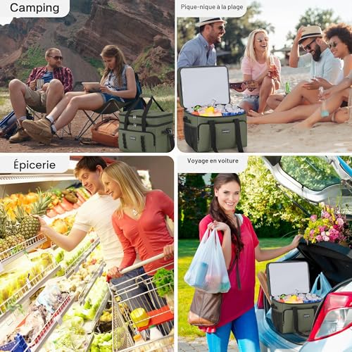 Hulongo Large Foldable Waterproof Soft Cooler Bag for Picnic, Shopping, Camping, Travel, Grocery and Fishing, 42L