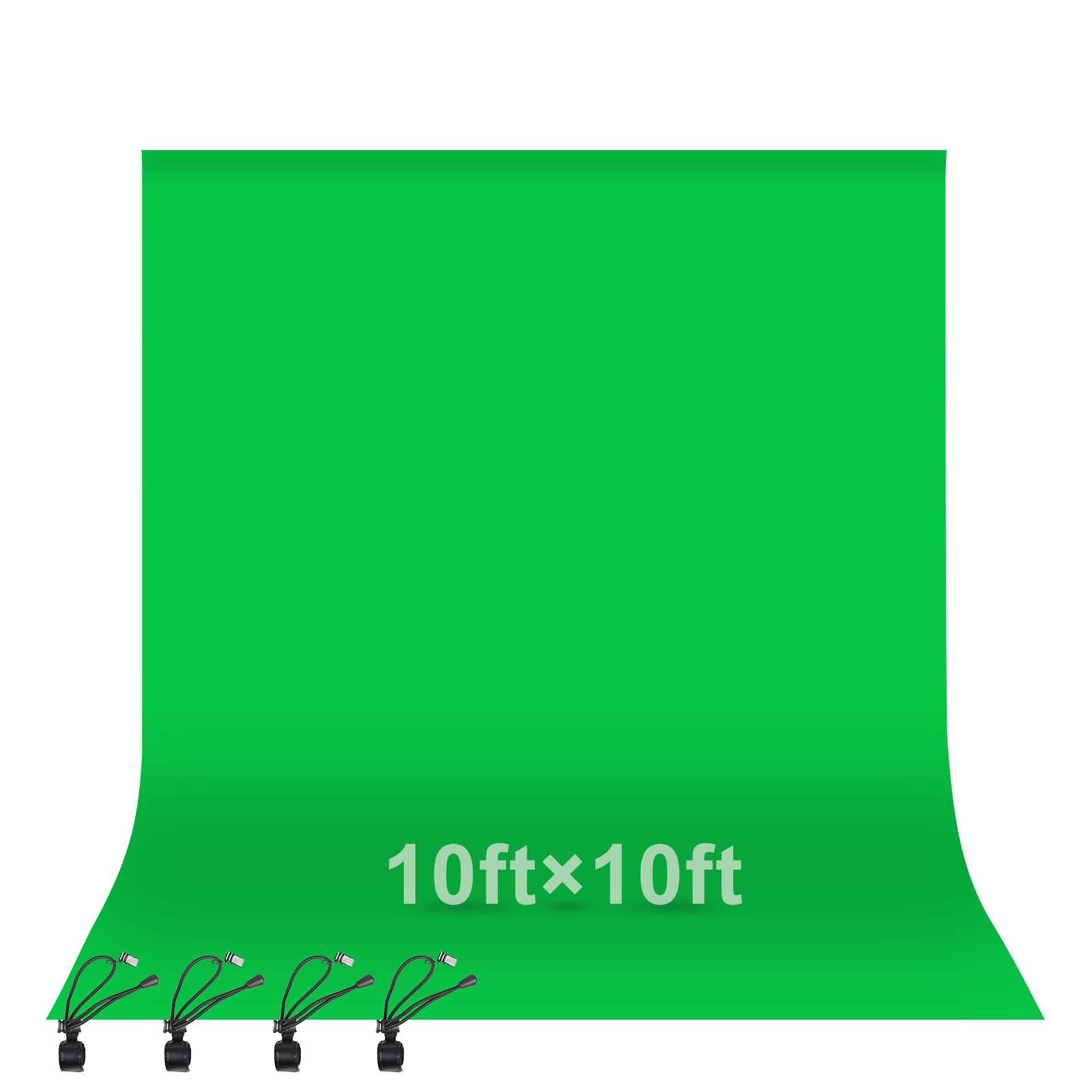 EMART 3.0x3.0m/10x10ft Green Screen Backdrop,High Density Polyester Fabric Photography Greenscreen Background with 4 Spring Clamps for Video Studio Portraits Parties