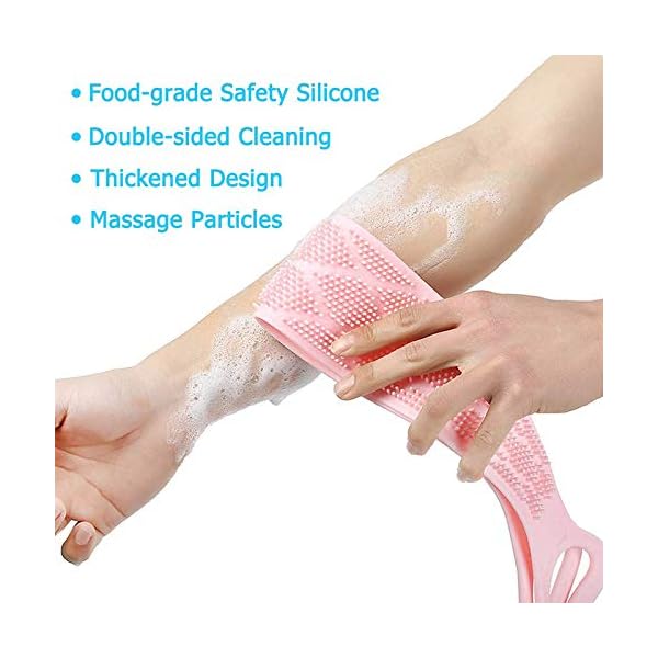 Extended-Silicone-Bath-Body-Brush-Bath-Exfoliating-Silicone-Body-Back-Scrubber-for-Shower-Body-Washer-Silicone-Body-ExfoliatorBathing-Accessories-Long-Handle-Green Silicone Bath Body Brush, Bath Exfoliating Silicone Body Back Scrubber for Shower, Extended 70 cm Exfoliating Body…