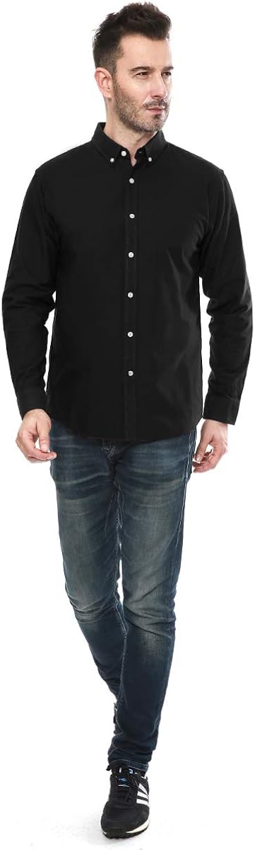Men's Oxford Long Sleeve Button Down Casual Dress Shirt at  Men’s Clothing store