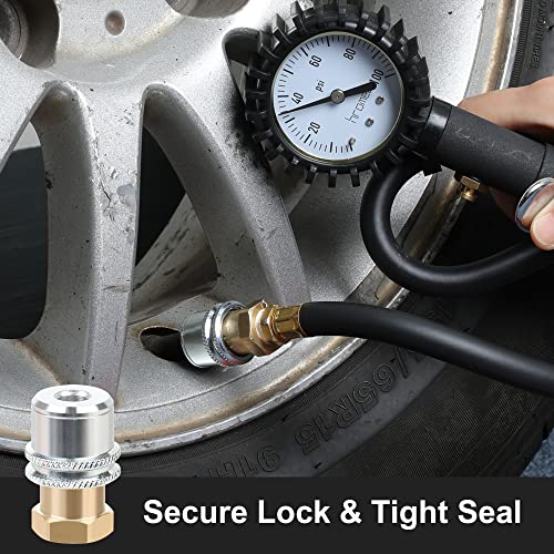 Hromee Lock On Air Chuck, Heavy Duty Closed Flow Tire Chuck, 1/4" FNPT